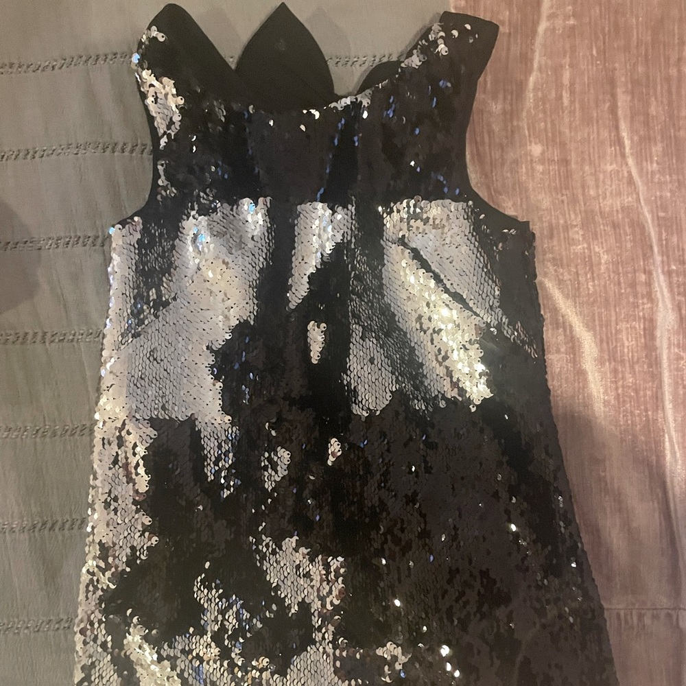 Milly mini black sequin dress with bow worn once.